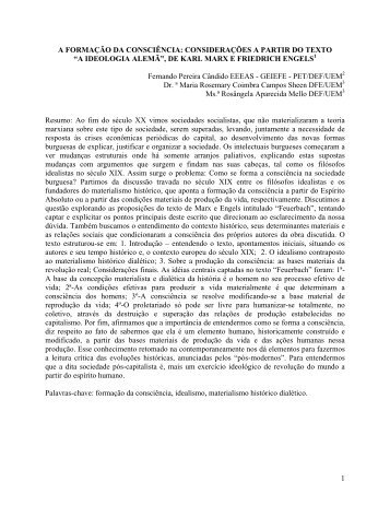 consideraÃ§Ãµes a partir do texto âa ideologia alemÃ£â - histedbr