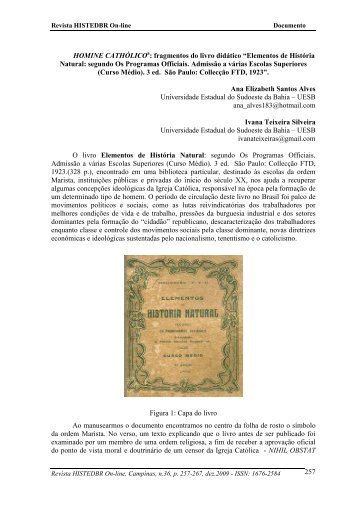 fragmentos do livro didÃ¡tico âElementos de HistÃ³ria Natural ...
