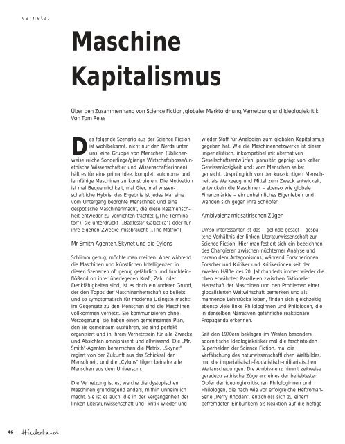 Maschine Kapitalismus - Hinterland Magazin