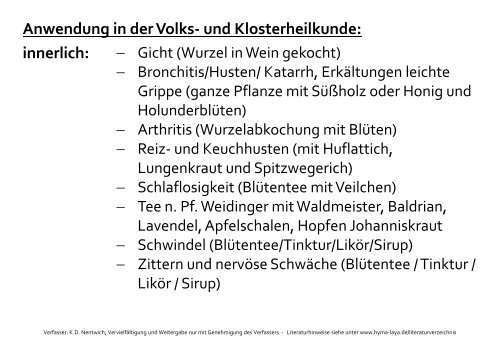 Anwendung in der Volks- und Klosterheilkunde