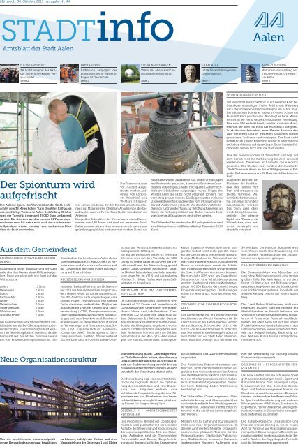 "Stadtinfo" 44. Kalenderwoche - 30. Oktober 2013 (pdf ... - Stadt Aalen