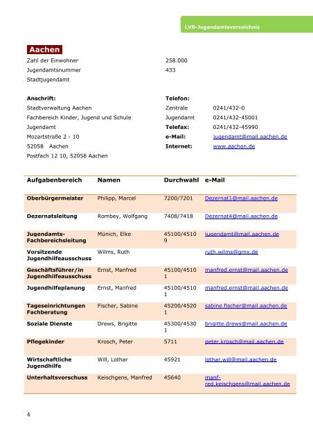 Jugendamtsverzeichnis mit Änderungen der Jugendämter Stand ...