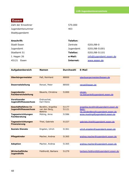 Jugendamtsverzeichnis mit Änderungen der Jugendämter Stand ...