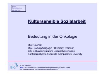 Kultursensible Sozialarbeit - Bedeutung in der Onkologie - DVSG