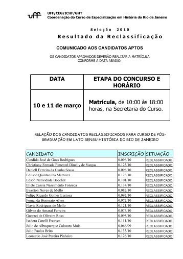 Resultado da ReclassificaÃ§Ã£o - UFF