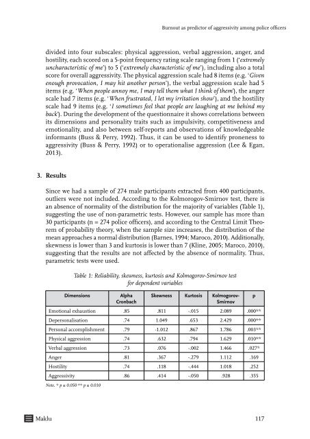 Burnout as predictor of aggressivity among police officers