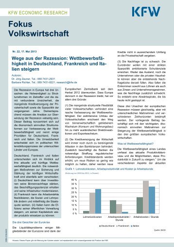 Wege aus der Rezession: Wettbewerbsfähigkeit in ... - KfW