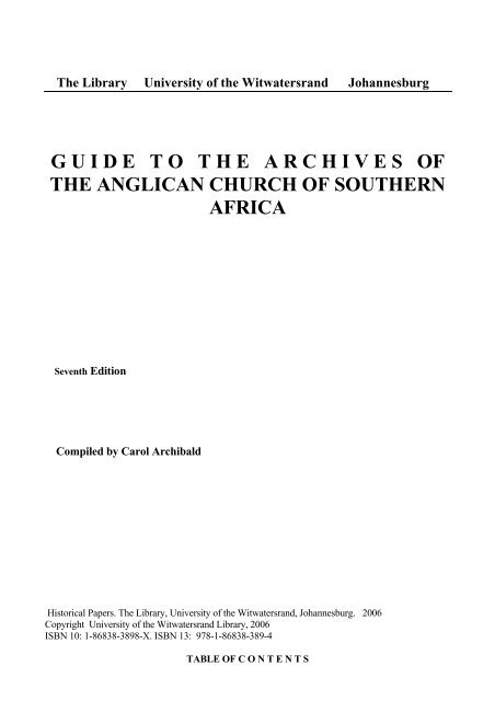 guidetothearchives of the anglican church - Historical Papers ...