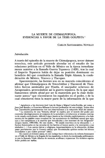 LA MUERTE DE CHIMALPOPOCA. EVIDENCIAS A FAVOR DE LA ...