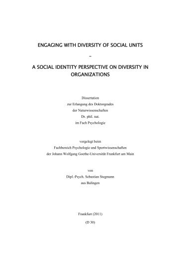 ENGAGING WITH DIVERSITY OF SOCIAL UNITS - Goethe-Universität