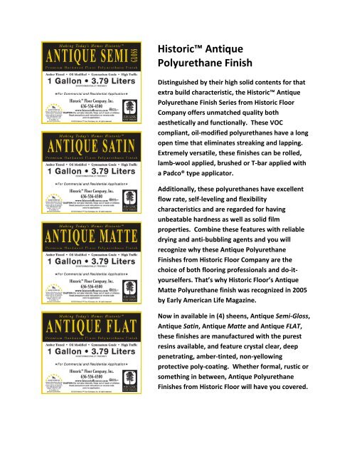 Antique Polyurethane Info Sheet Historic Floor Company