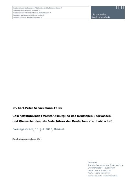 Statement von Dr. Schackmann-Fallis, DSGV - Die Deutsche ...