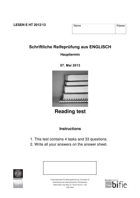 Reading test - Bifie