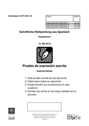 Prueba de expresiÃ³n escrita Instrucciones - Bifie