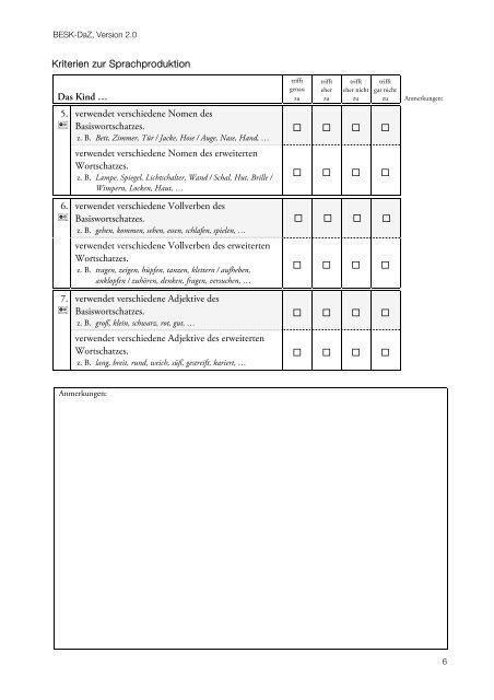 Beobachtungsbogen BESK-DaZ - Bifie