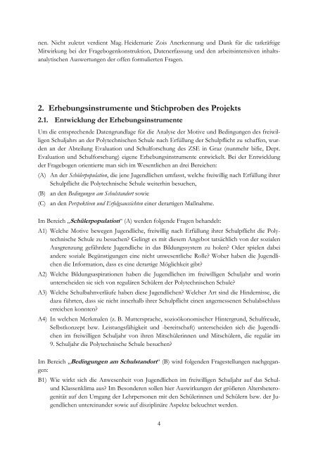 Jugendliche im freiwilligen 10. und 11. Schuljahr an der ... - Bifie