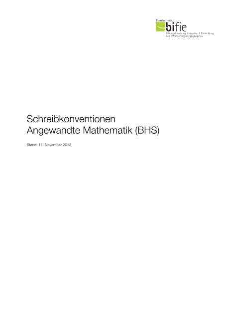 Schreibkonventionen Angewandte Mathematik (BHS) - Bifie