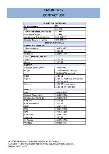 Iru List Of Emergency Contact Persons For Truck