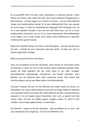 Rede von Oberbürgermeister Korwisi (PDF-Datei ... - Bad Homburg