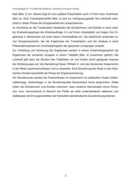Kaiserkult in Freising 1913 I: Unterrichtskonzept - Historisches ...