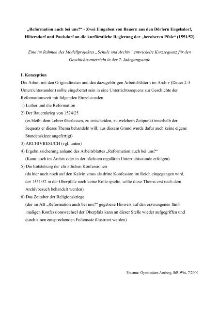 Forum Geschichte 12 Bayern Die Reformation in der Oberpfalz - Historisches Forum Bayern