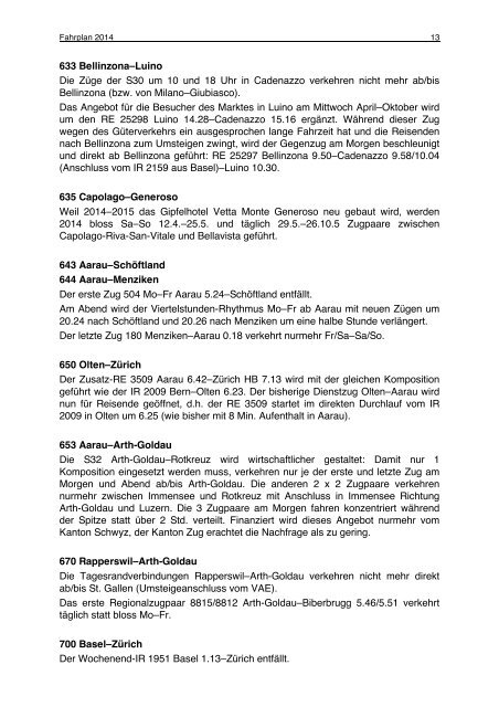 Der Fahrplan 2014