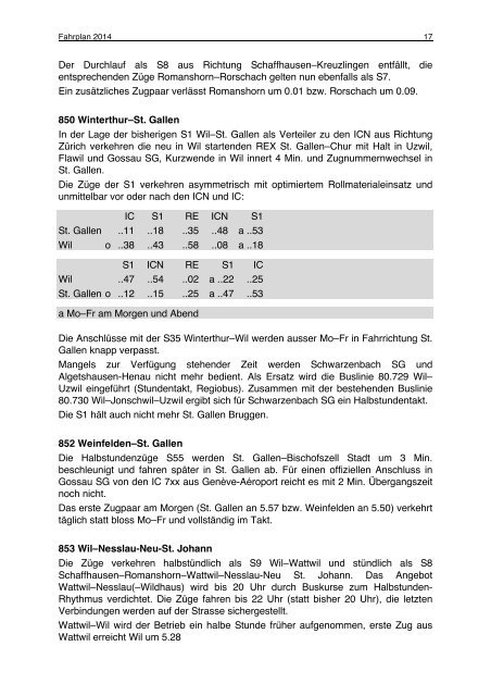 Der Fahrplan 2014