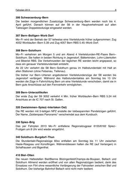 Der Fahrplan 2014