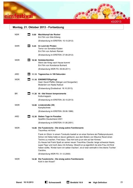 Programmwoche 43/2013 - ARD.de