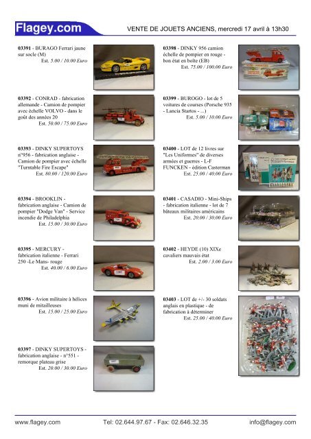 VENTE DE JOUETS ANCIENS, mercredi 17 avril ... - Auction In Europe