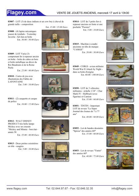 VENTE DE JOUETS ANCIENS, mercredi 17 avril ... - Auction In Europe