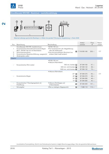 Buderus Gesamt-Preisliste und Rabattliste Katalog Teil 1 - Heizungs ...