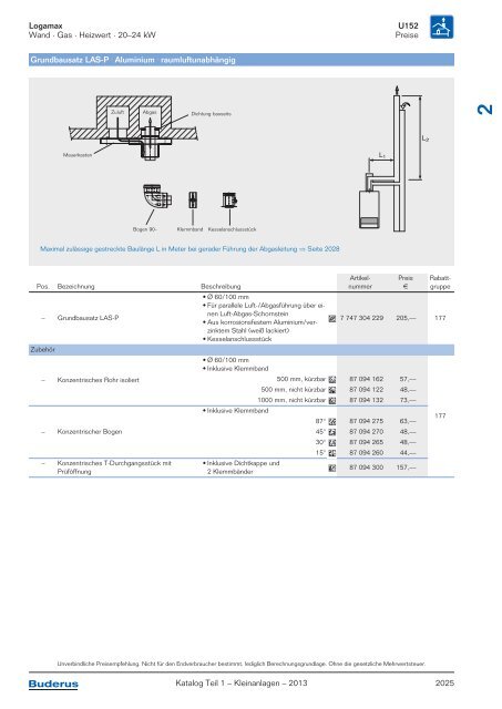 Buderus Gesamt-Preisliste und Rabattliste Katalog Teil 1 - Heizungs ...