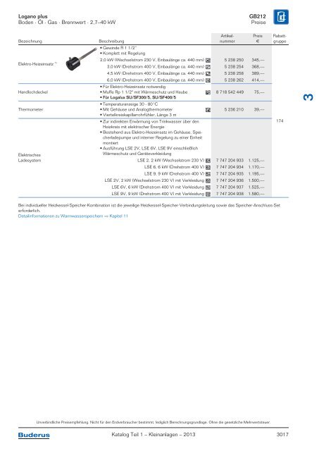 Buderus Gesamt-Preisliste und Rabattliste Katalog Teil 1 - Heizungs ...