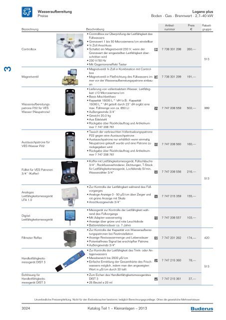 Buderus Gesamt-Preisliste und Rabattliste Katalog Teil 1 - Heizungs ...