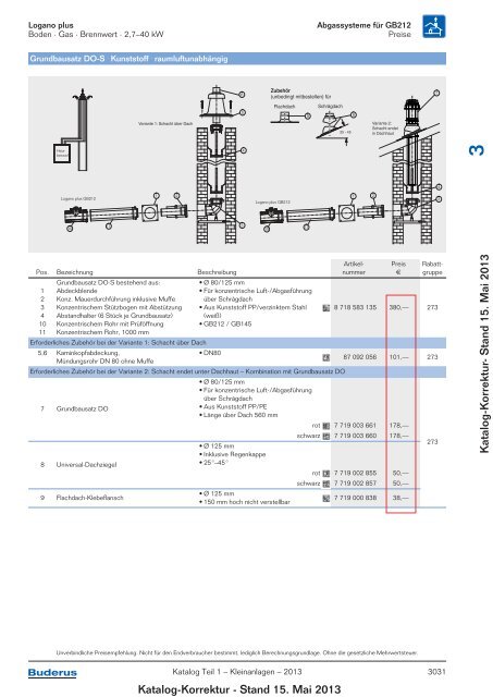 Buderus Gesamt-Preisliste und Rabattliste Katalog Teil 1 - Heizungs ...