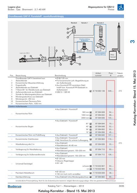 Buderus Gesamt-Preisliste und Rabattliste Katalog Teil 1 - Heizungs ...