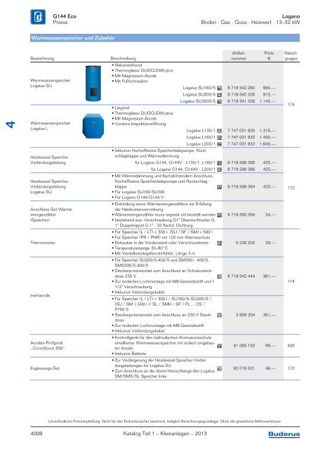 Buderus Gesamt-Preisliste und Rabattliste Katalog Teil 1 - Heizungs ...