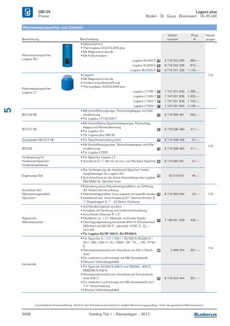 Buderus Gesamt-Preisliste und Rabattliste Katalog Teil 1 - Heizungs ...