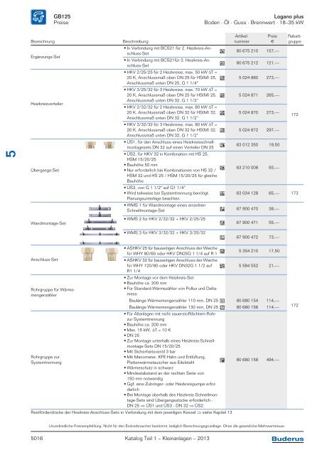 Buderus Gesamt-Preisliste und Rabattliste Katalog Teil 1 - Heizungs ...