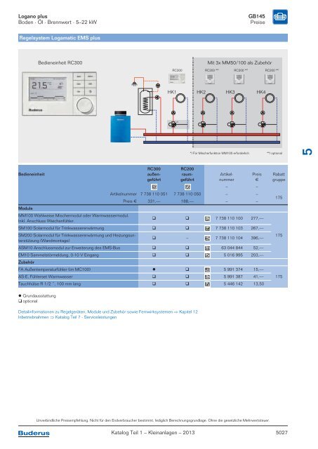 Buderus Gesamt-Preisliste und Rabattliste Katalog Teil 1 - Heizungs ...