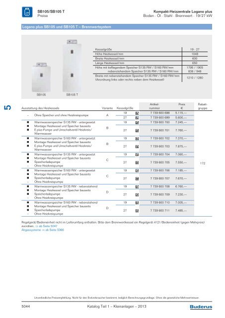 Buderus Gesamt-Preisliste und Rabattliste Katalog Teil 1 - Heizungs ...