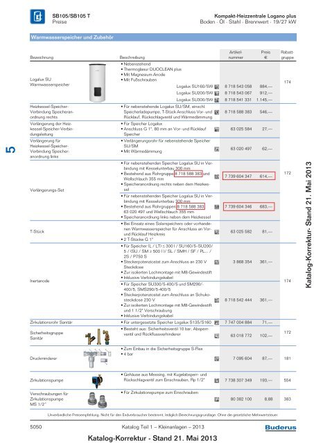 Buderus Gesamt-Preisliste und Rabattliste Katalog Teil 1 - Heizungs ...