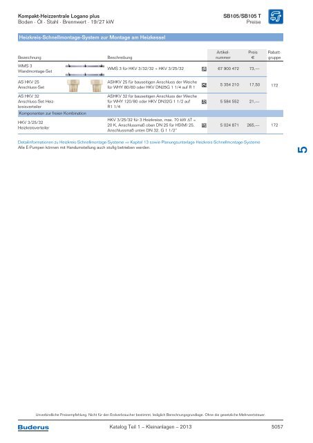 Buderus Gesamt-Preisliste und Rabattliste Katalog Teil 1 - Heizungs ...