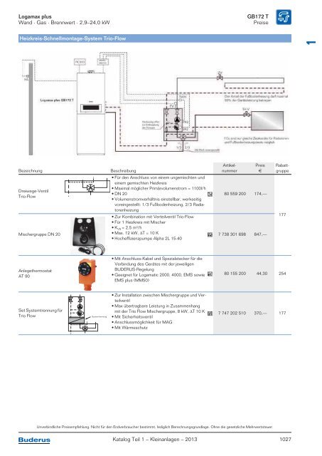 Buderus Gesamt-Preisliste und Rabattliste Katalog Teil 1 - Heizungs ...