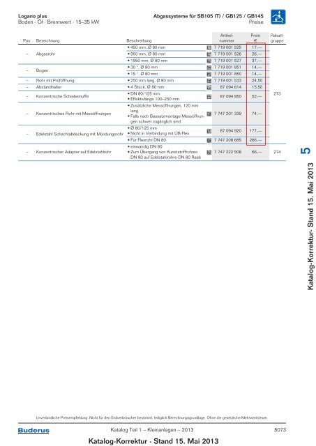 Buderus Gesamt-Preisliste und Rabattliste Katalog Teil 1 - Heizungs ...