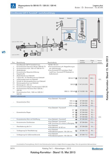 Buderus Gesamt-Preisliste und Rabattliste Katalog Teil 1 - Heizungs ...