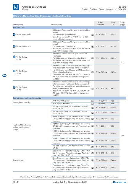 Buderus Gesamt-Preisliste und Rabattliste Katalog Teil 1 - Heizungs ...