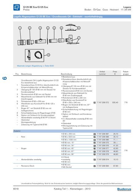 Buderus Gesamt-Preisliste und Rabattliste Katalog Teil 1 - Heizungs ...