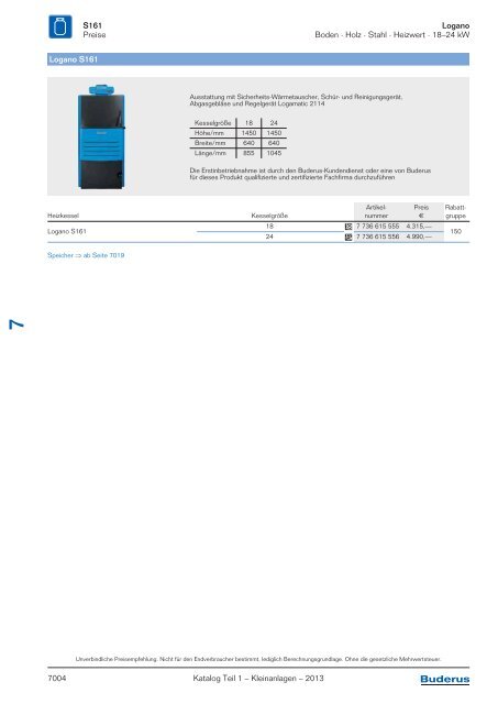 Buderus Gesamt-Preisliste und Rabattliste Katalog Teil 1 - Heizungs ...